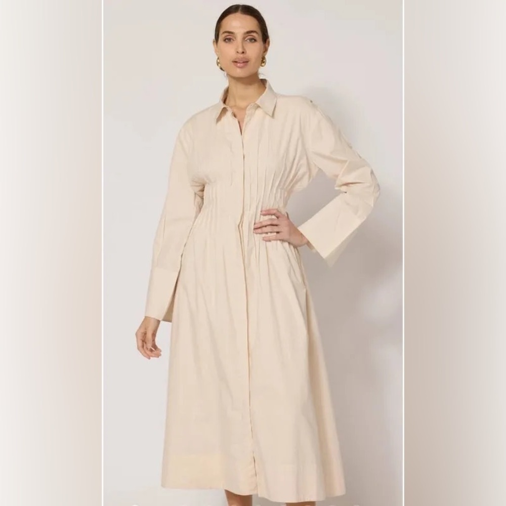 NWT Cleobella Rosabella Midi Dress Organic Cotton Boho Long Sleeve Button Down